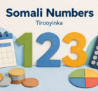 Paper-cut illustration of numbers 1, 2 and 3 beside a calendar, keypad, coins and a circle divided into quarters.